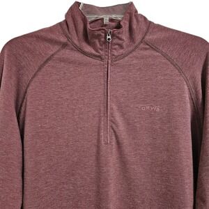 Orvis Trout Bum Quarter Zip Pullover Men's Size Medium Burgund Long Sleeve Shirt